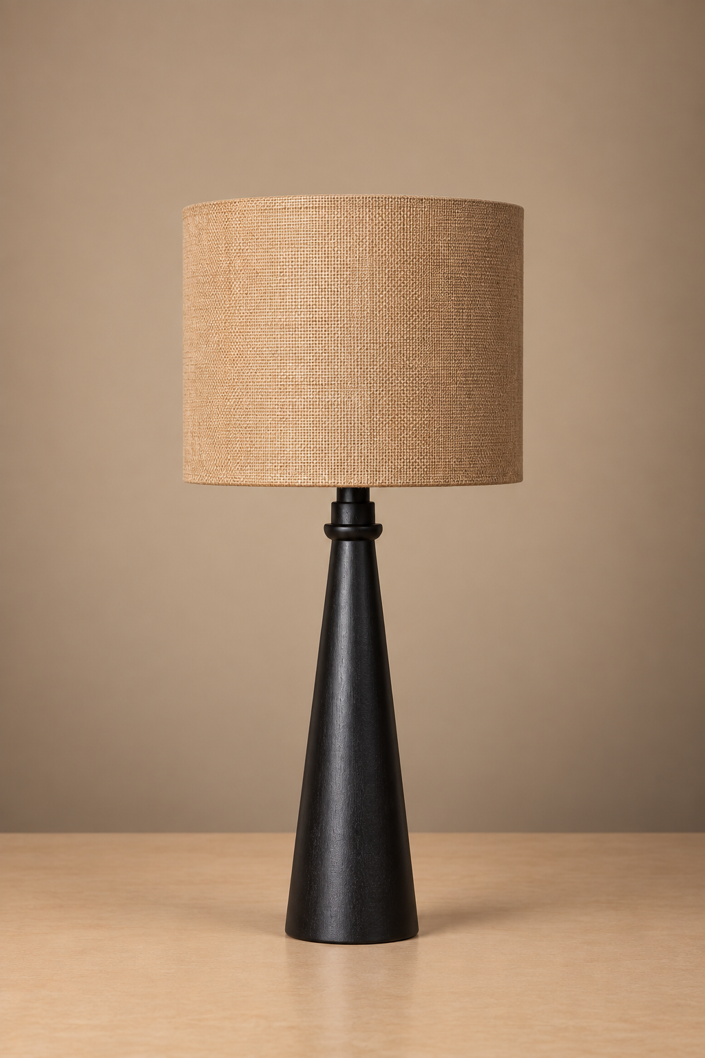 The Everest - Black with Barrel shade, Jute